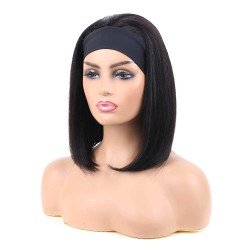 Headband Bob Wigs Human Hair Straight Short Bob Remy Hair Wigs Blunt Cut without Bangs 150 Density