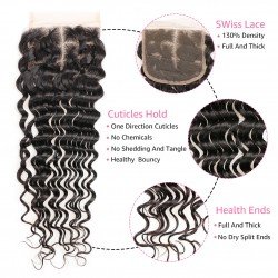 4x4 Remy Hair Lace Closure Deep Wave 8-20 inch