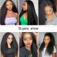 U Part Wig Kinky Straight Human Hair Wigs for Black Women Half Wig 2x4 inch U Shape Clip in Wigs Yaki Straight Wig Brazilian Hair Wig 150% Density Natural Black Color
