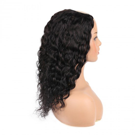 U Part Wig Human Hair Water Wave Wig for Black Women 150 Density Brazilian Remy Hair with Clips Glueless Half Wig Breathable